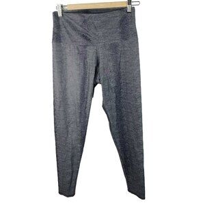 Onzie Hot Yoga Leggings Size M/L Pants Charcoal Gray Snakeskin Print Hi-Rise